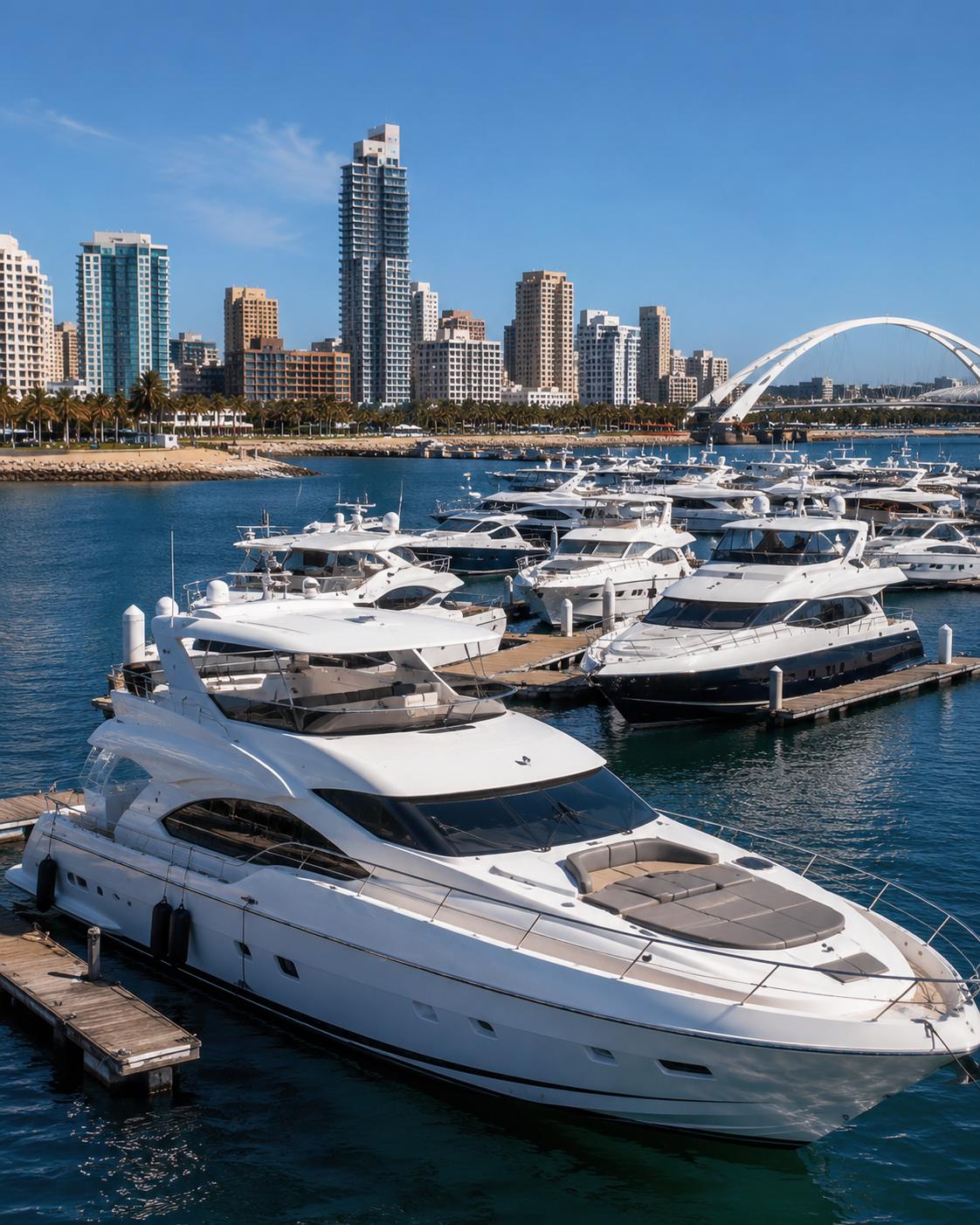 Xclusive Yachts fleet moored at the Durban Point Waterfront marina