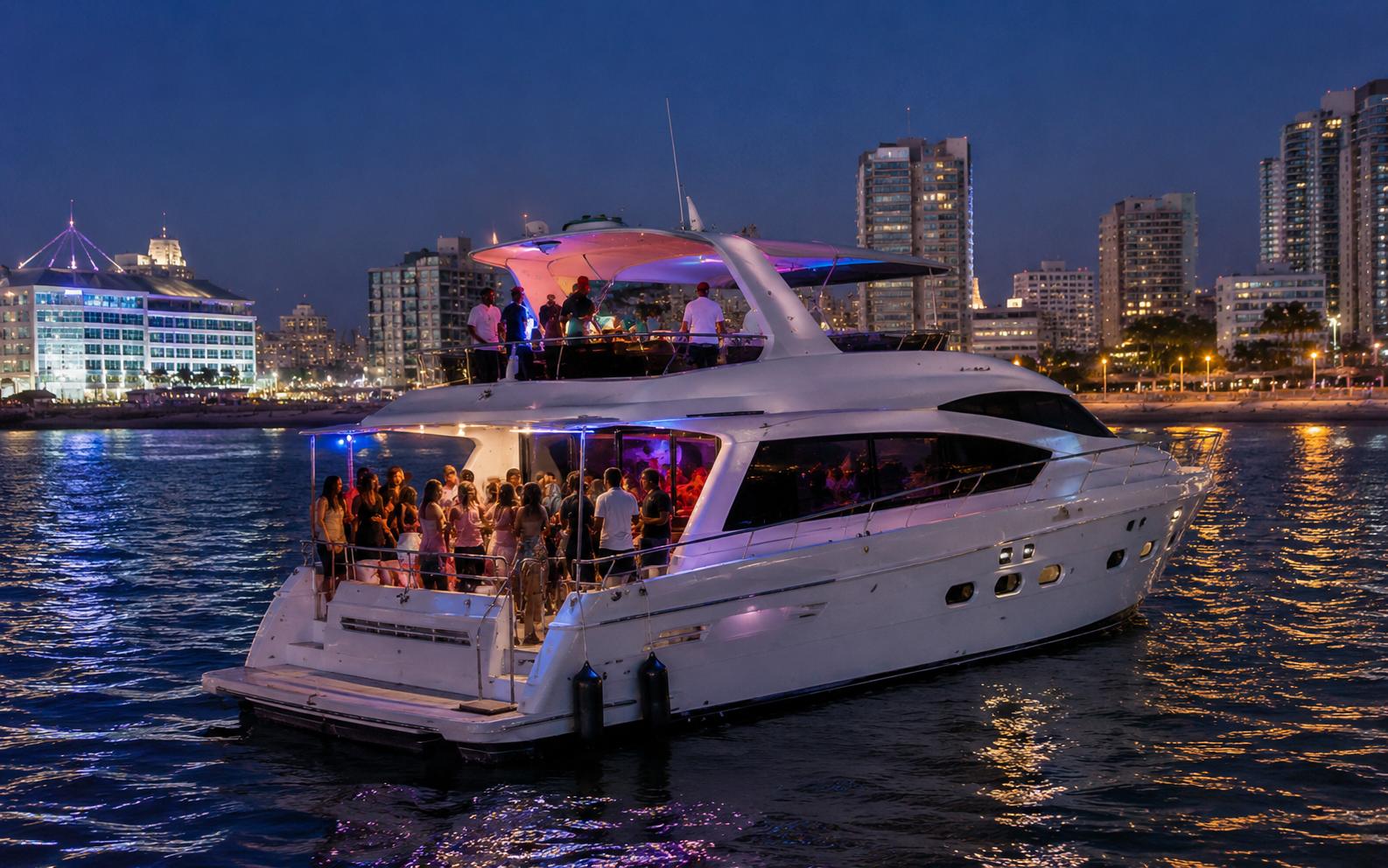 Birthday party aboard the Versace Yacht with Durban city lights
